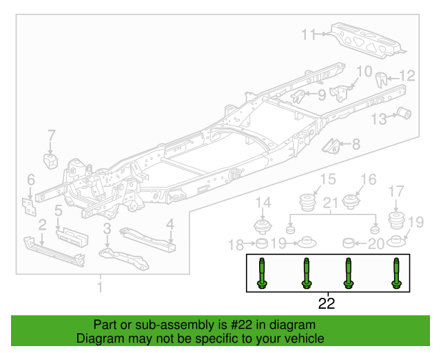 Genuine OEM GM Chevrolet Body Mount Cushion Bolt 2015-2024 11546609