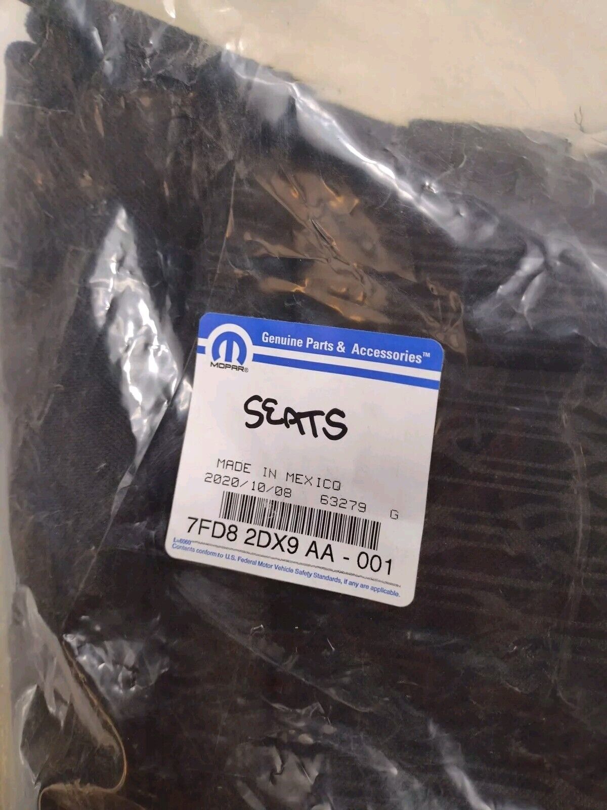 Genuine OEM Mopar Dodge Durango Rear Seat Cushion Cover Right 7FD82DX9AA