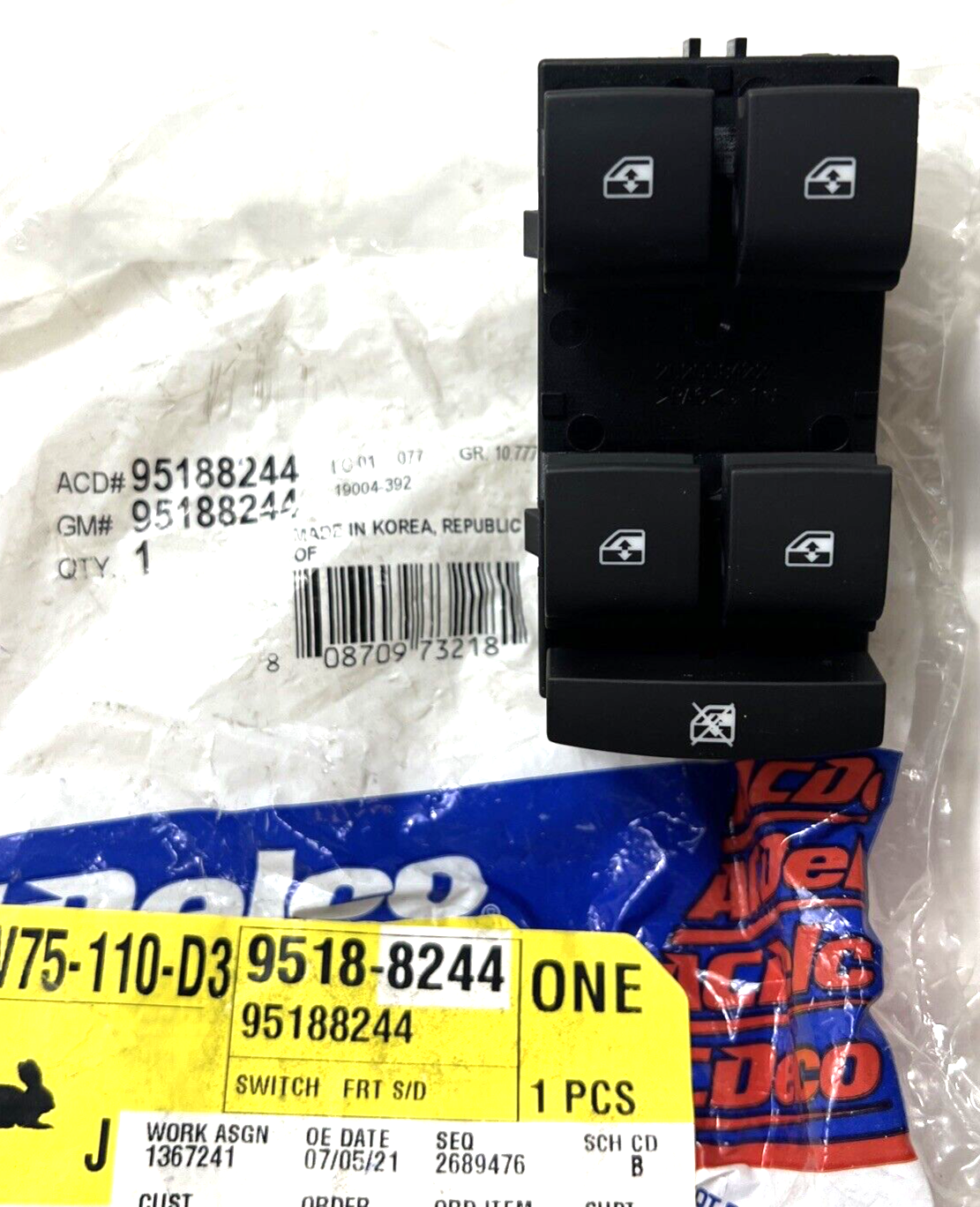 Genuine OEM GM Chevrolet Trax Window Switch 2012-2019 95188244