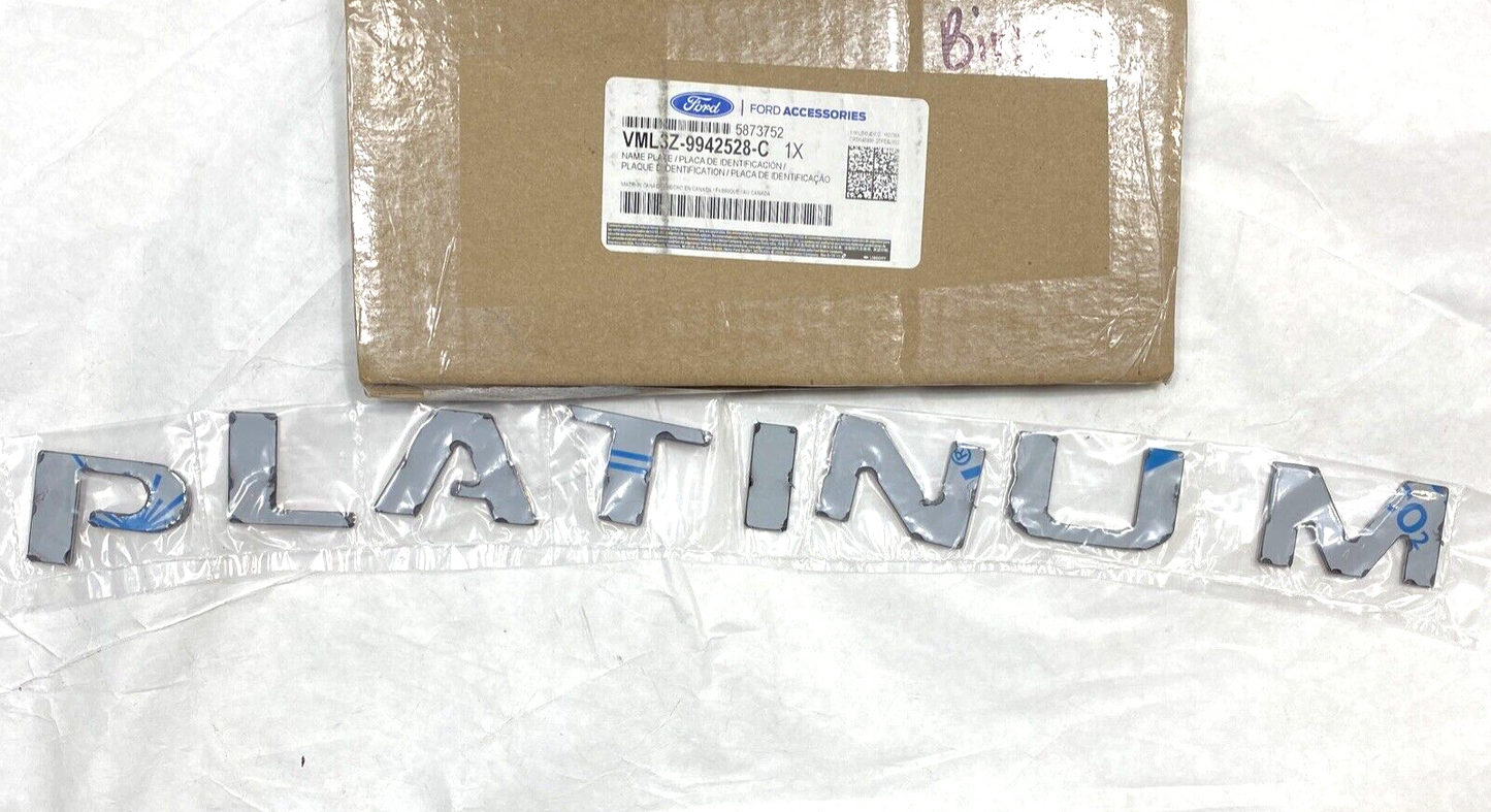 New OEM Ford Gunmetal Stainless Steel Tailgate Lettering PLATINUM VML3Z9942528C