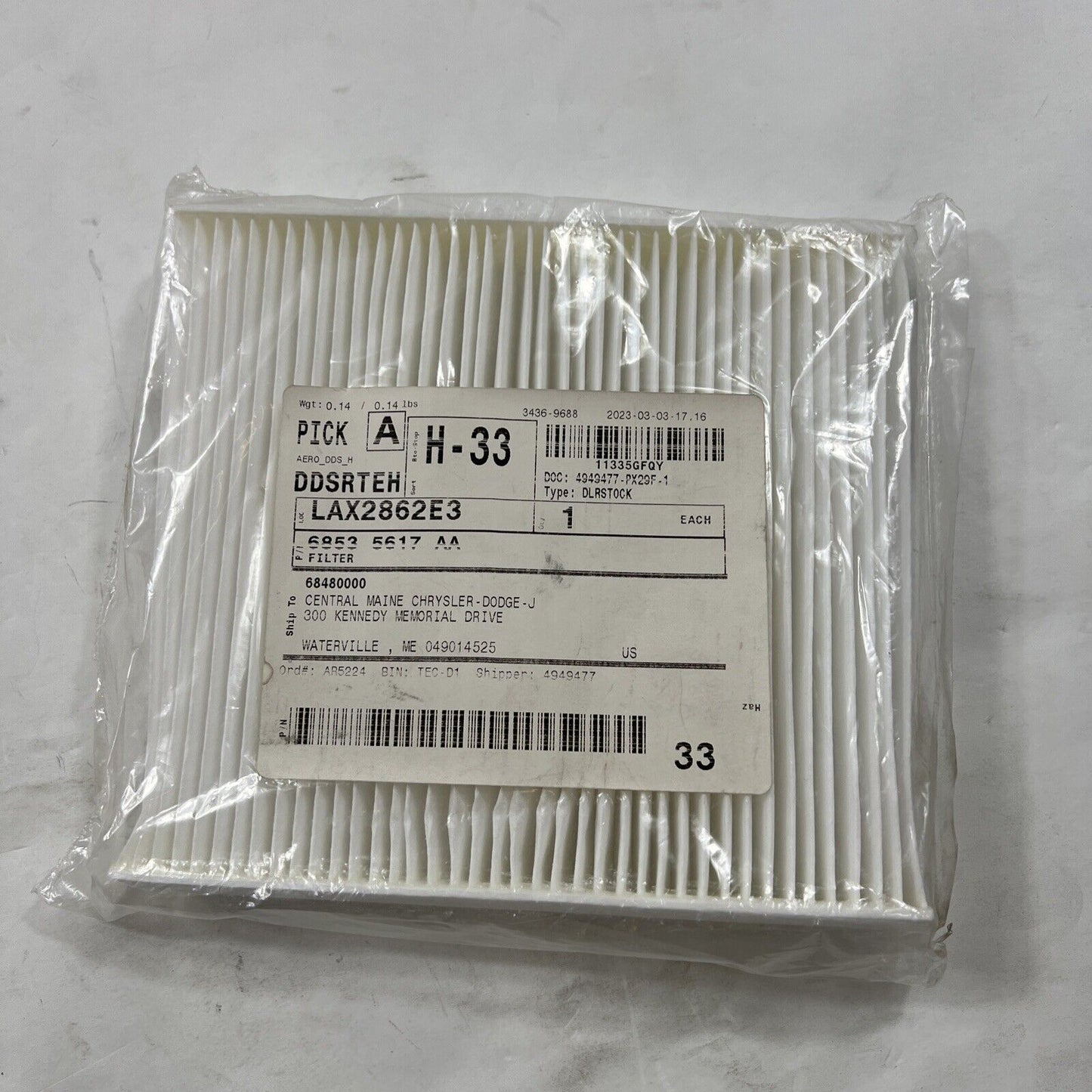 Genuine OEM Mopar Ram ProMaster City Cabin Air Filter 2.4L 2015-2022 68535617AA