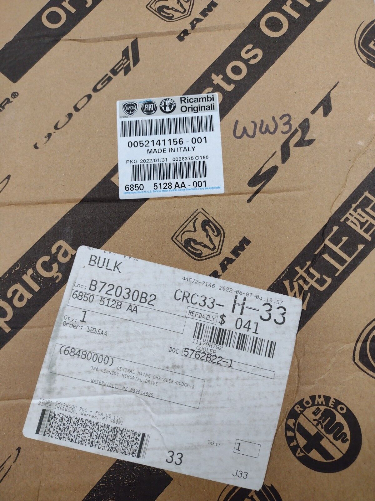 Genuine OEM Mopar Jeep Renegade Dodge Hornet Transmission Oil Cooler 68505128AA