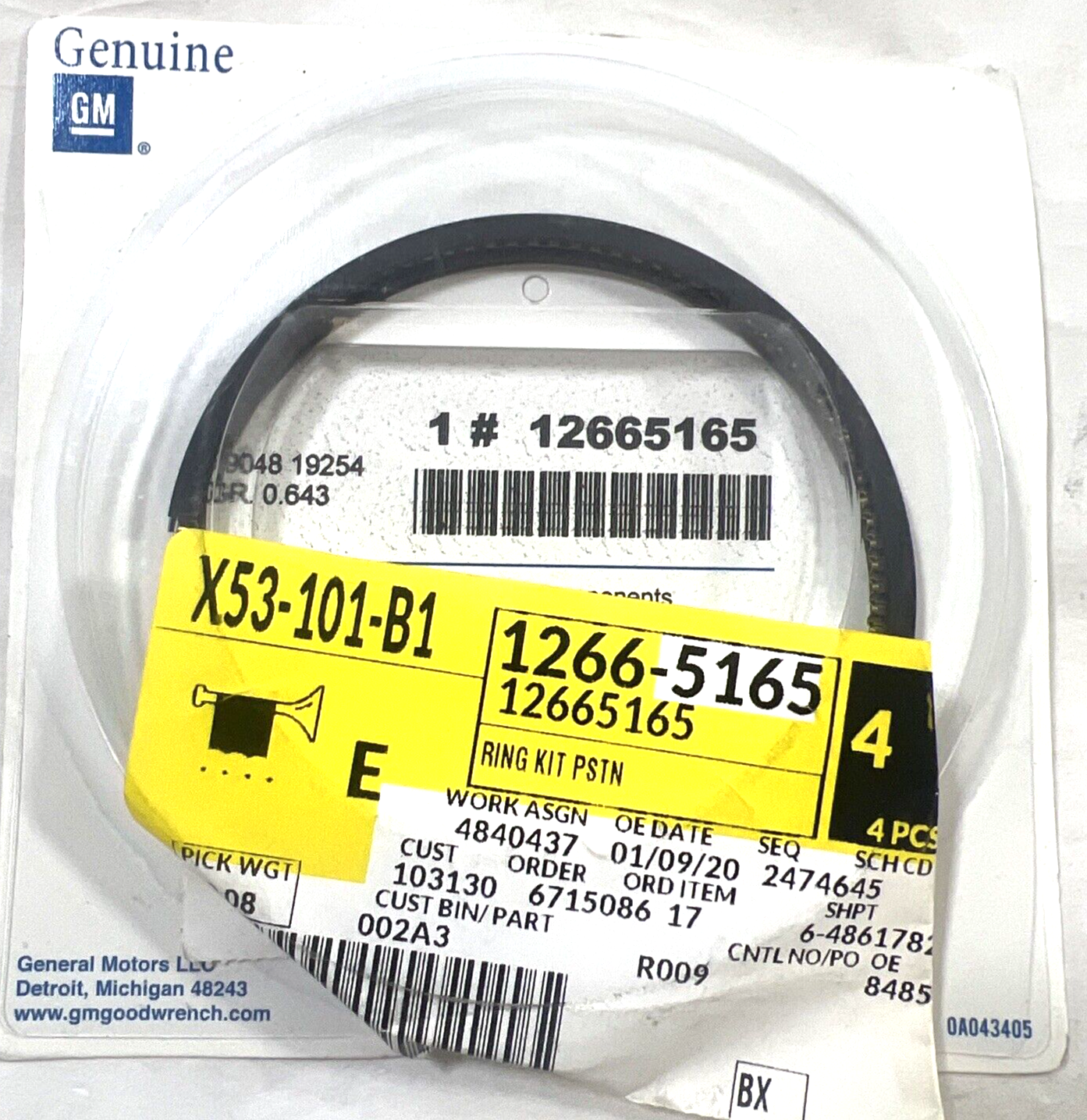 Genuine OEM GM Colorado Engine Piston Ring 2006-2022 12665165