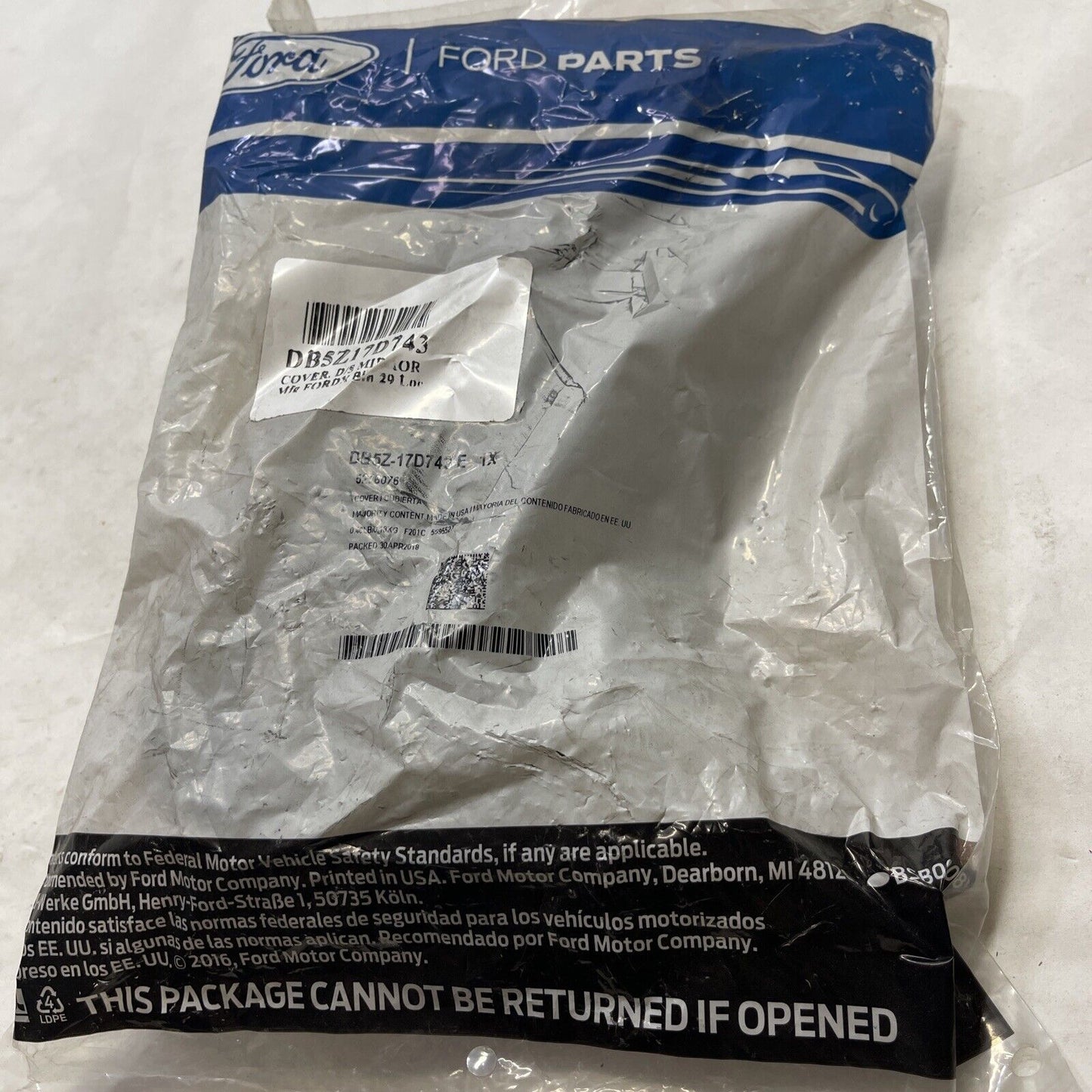 New OEM Genuine Ford 2013-2019 Left Driver Side Mirror Cover Black DB5Z17D743E