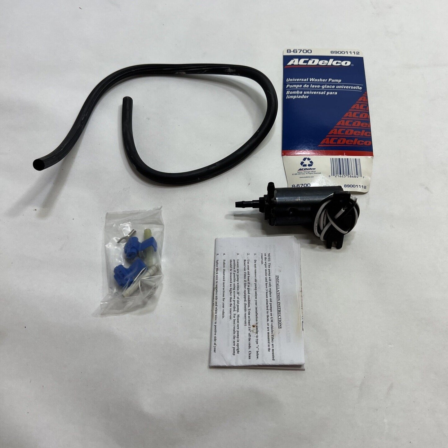 New OEM Genuine GM 1985-2004 ACDelco 8-6700 Windshield Washer Pump 89001112
