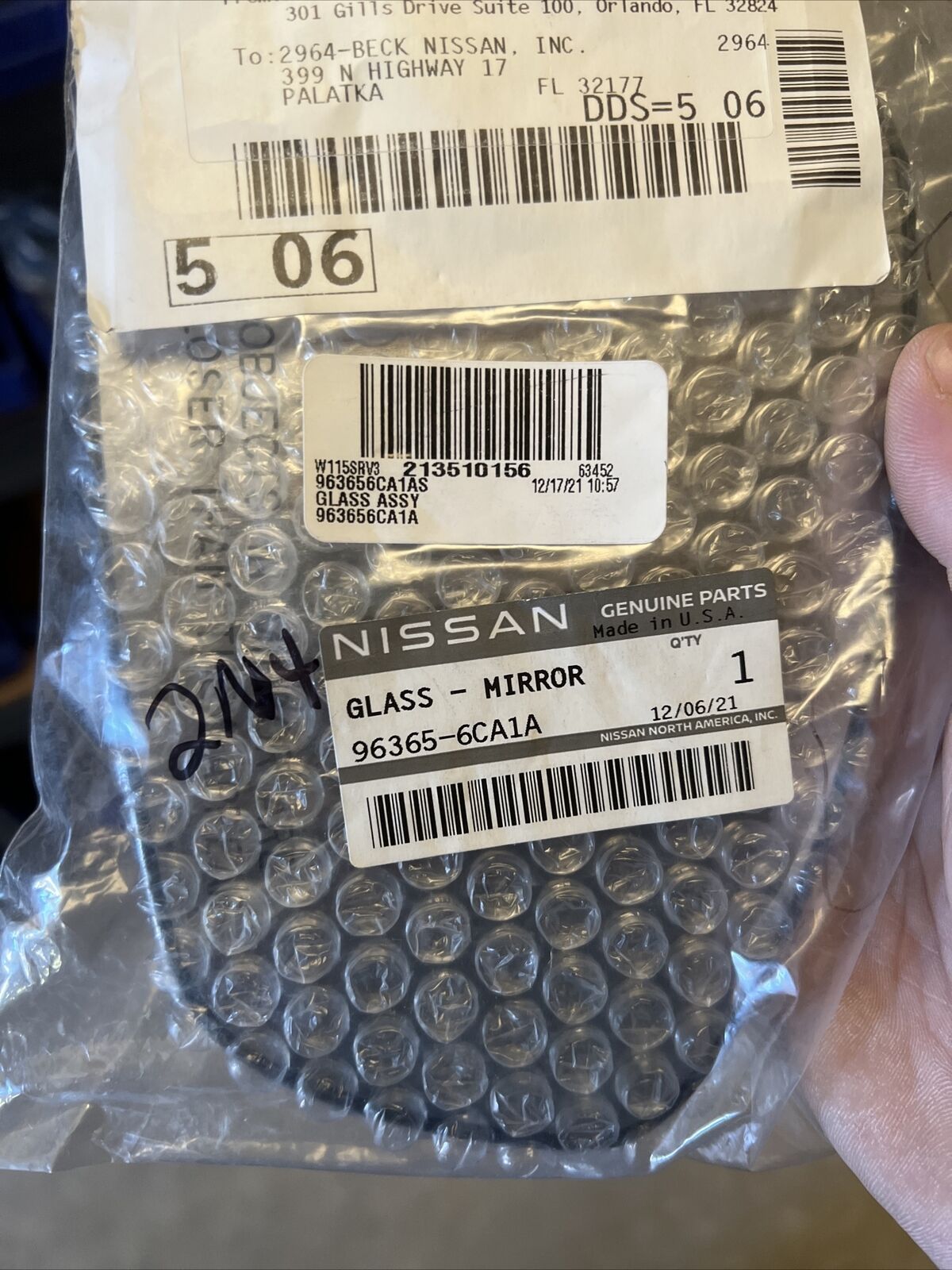 New OEM Genuine Nissan Altima Mirror Glass 2019-22 Passenger Side 96365-6CA1A