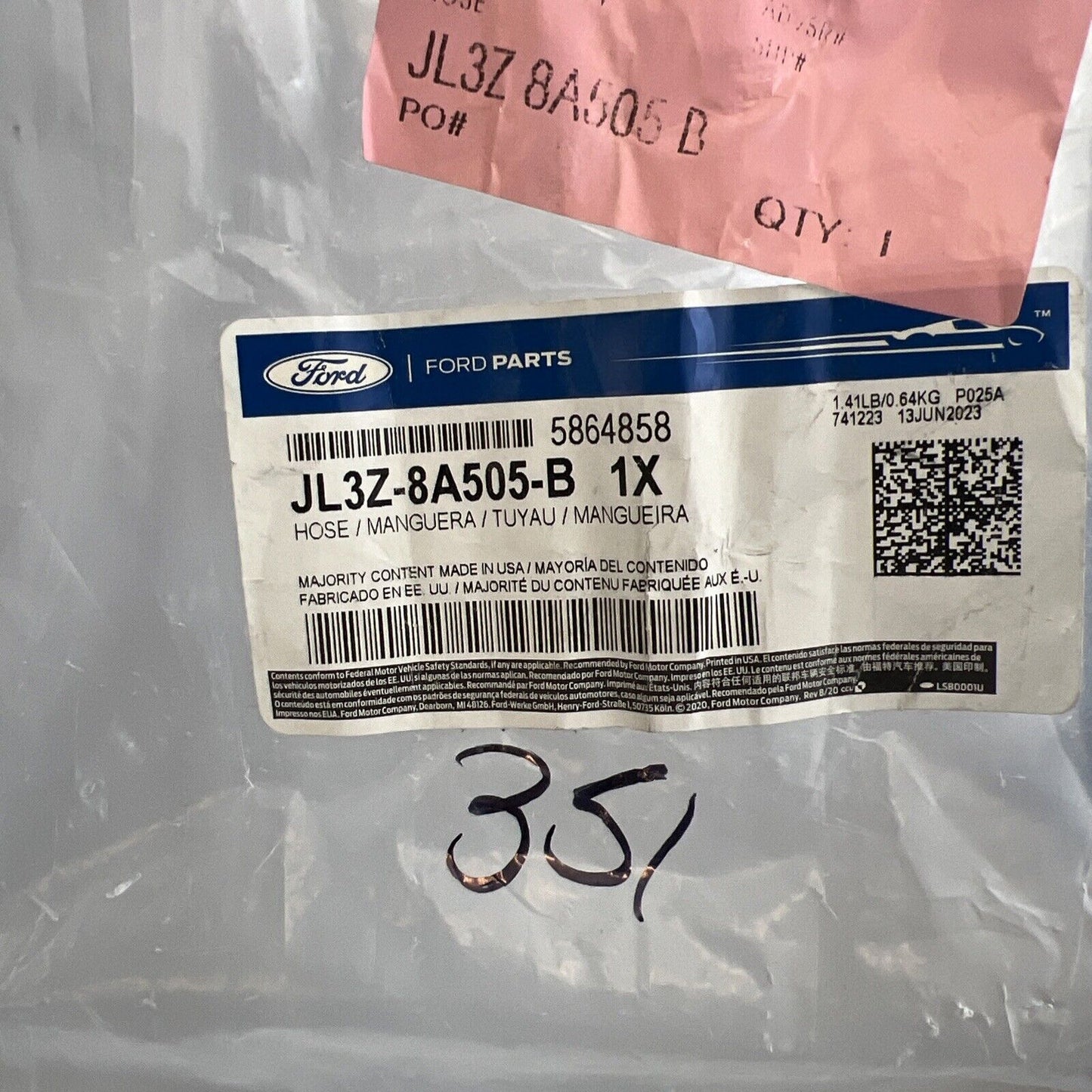 NEW OEM Ford Radiator Coolant Hose Lower JL3Z8A505B F-150 3.0L 2018-2021