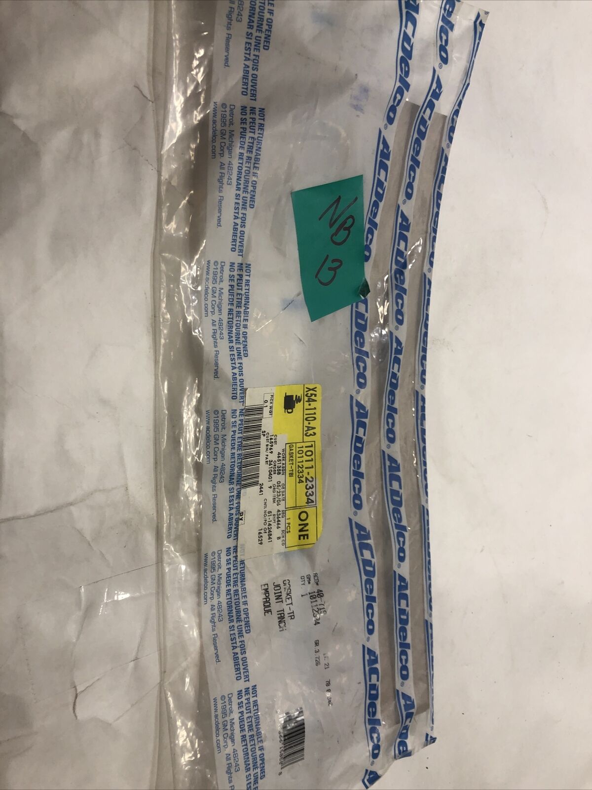 GM  Mnifold Gasket-Fuel Injection Plenum 92-97  10112334