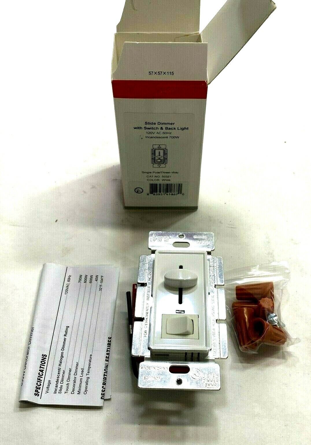 New Enerlites Decorator Slide Dimmer Switch W / Adjustable Light  50321 DDM13W