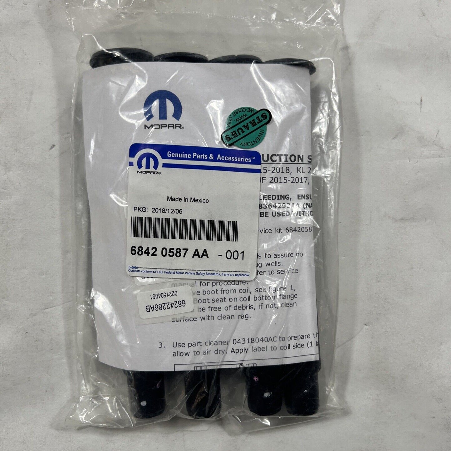 Genuine OEM Mopar Jeep Cherokee Compass Ignition Coil Boot Kit 2.4L 68420587AA