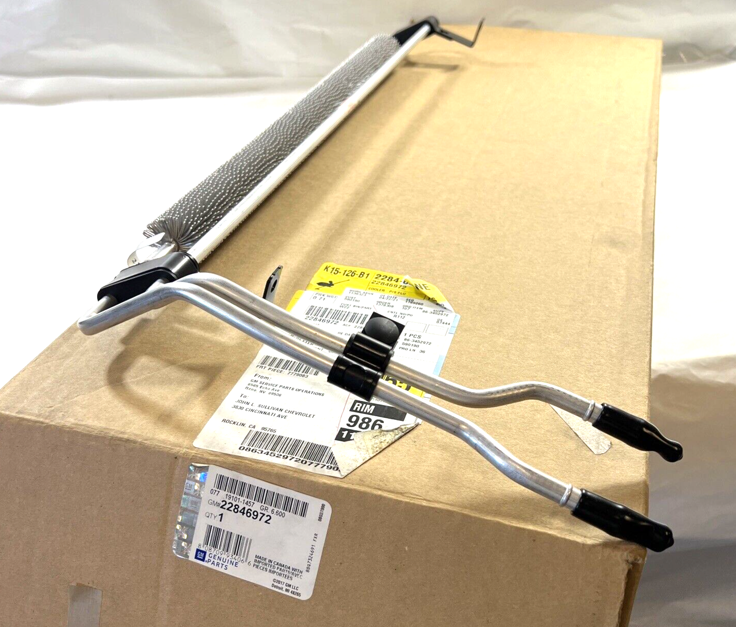 Genuine OEM GM Chevrolet Impala Power Steering Fluid Cooler 2012-2016 22846972