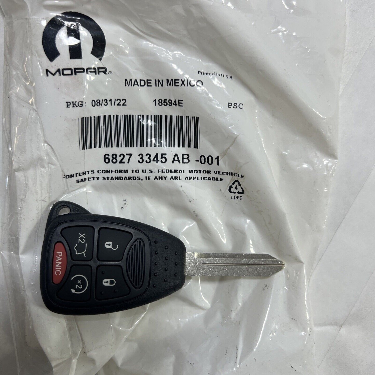 Genuine OEM Mopar Avenger Blank With Transmitter Key 2006-2014 68273345AB