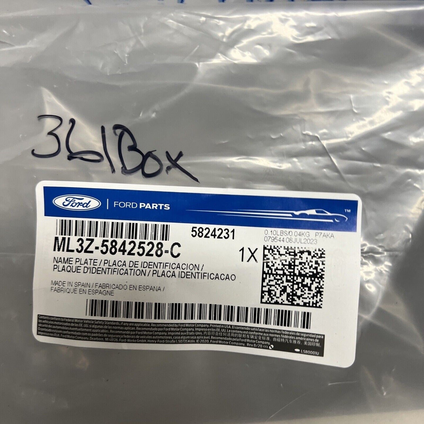 New OEM Genuine Ford NamePlate ML3Z5842528C