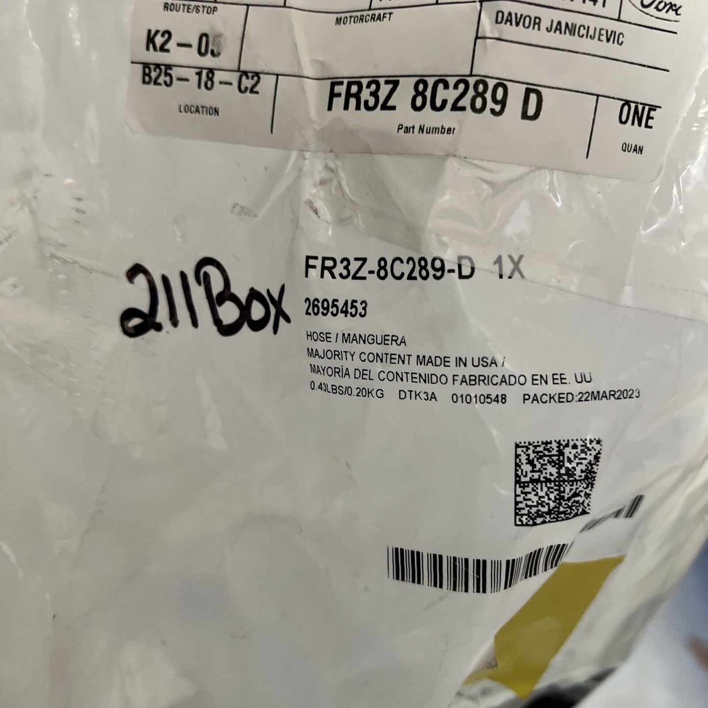 New OEM Genuine Ford Hose Assembly FR3Z8C289D