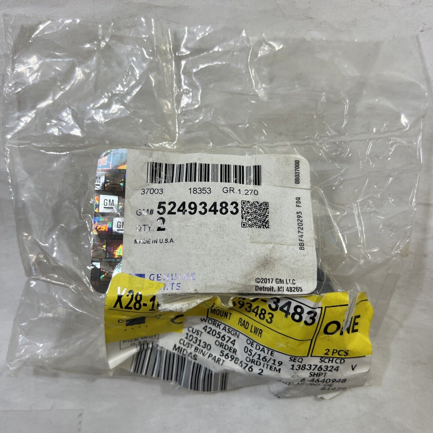 Genuine OEM GM Malibu Lower Radiator Mount 2003-2024 52493483