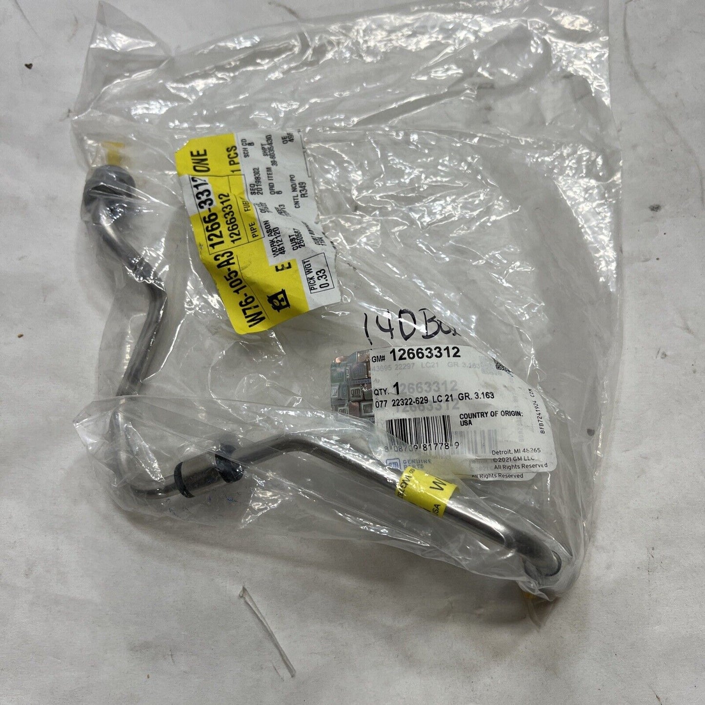 New OEM Genuine GM CT4 2020-2022 Intermediate Fuel Feed Pipe 12663312