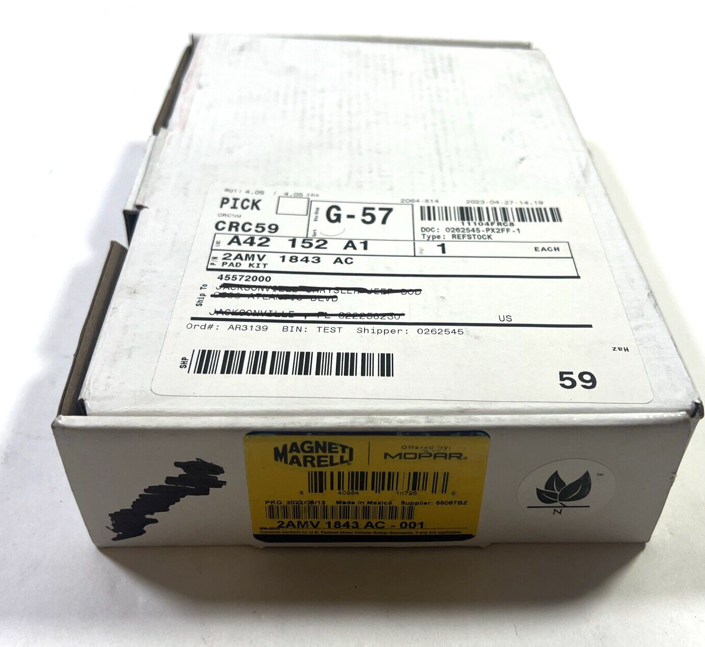 Genuine OEM Mopar Magneti Marelli Disc Brake Pad Set Fits 2AMV1843AC