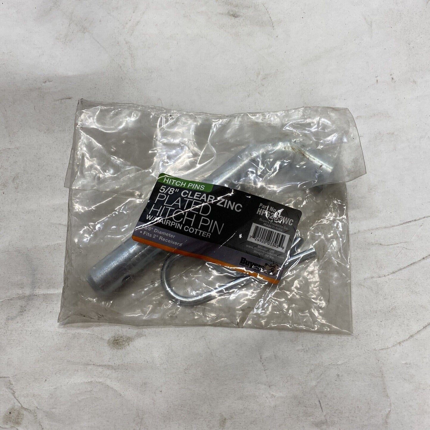 New Buyers 5/8 Clear Zinc plated Hitch Pin W / Hair-Pin Cotter HP6253WC