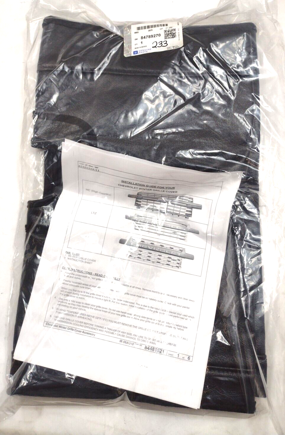 Genuine OEM GM Chevy Silverado 3500 HD Grille Cover 2020-2023 84789270