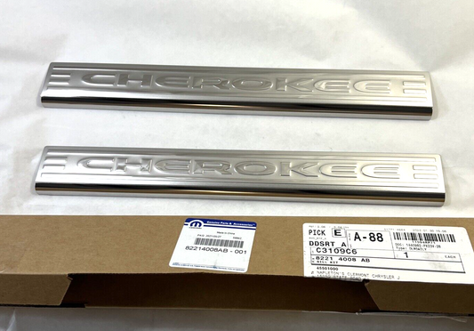 NEW Mopar Jeep Cherokee Front Door Stainless Steel Sill Plate Guard 82214008AB