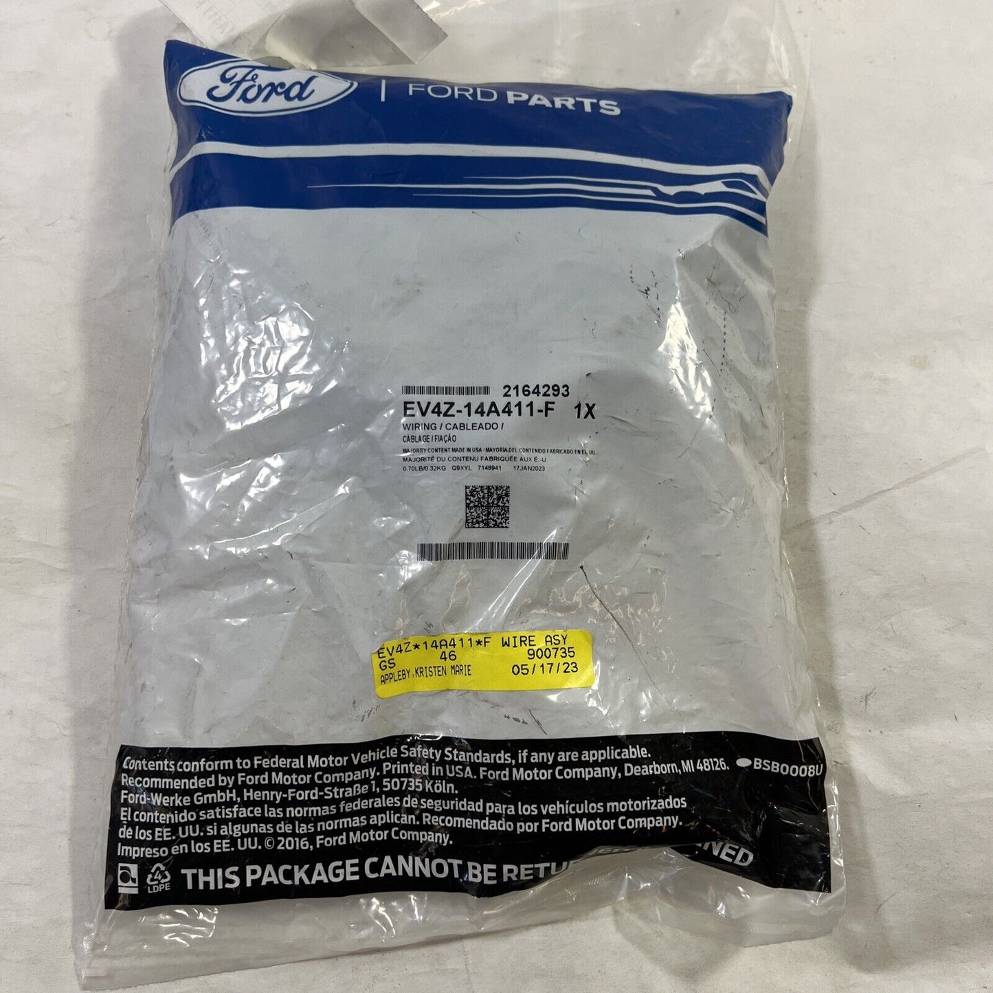 Genuine OEM Ford Wire Wiring Cable Harness Assembly EV4Z14A411F