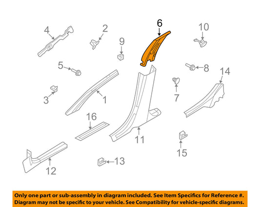 New OEM Ford Fusion Pillar Trim Upper Center Passenger Side 08-12 AE5Z5424356AC