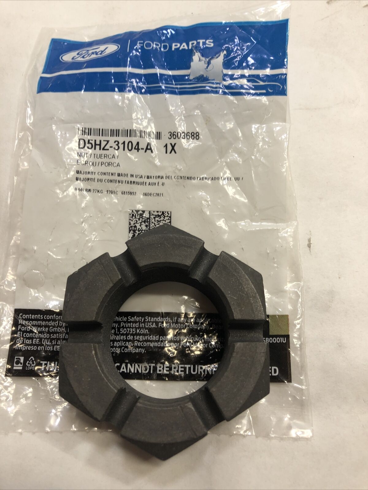New OEM Genuine Ford Unitized Steer Axle Spindle Nut D5HZ-3104-A