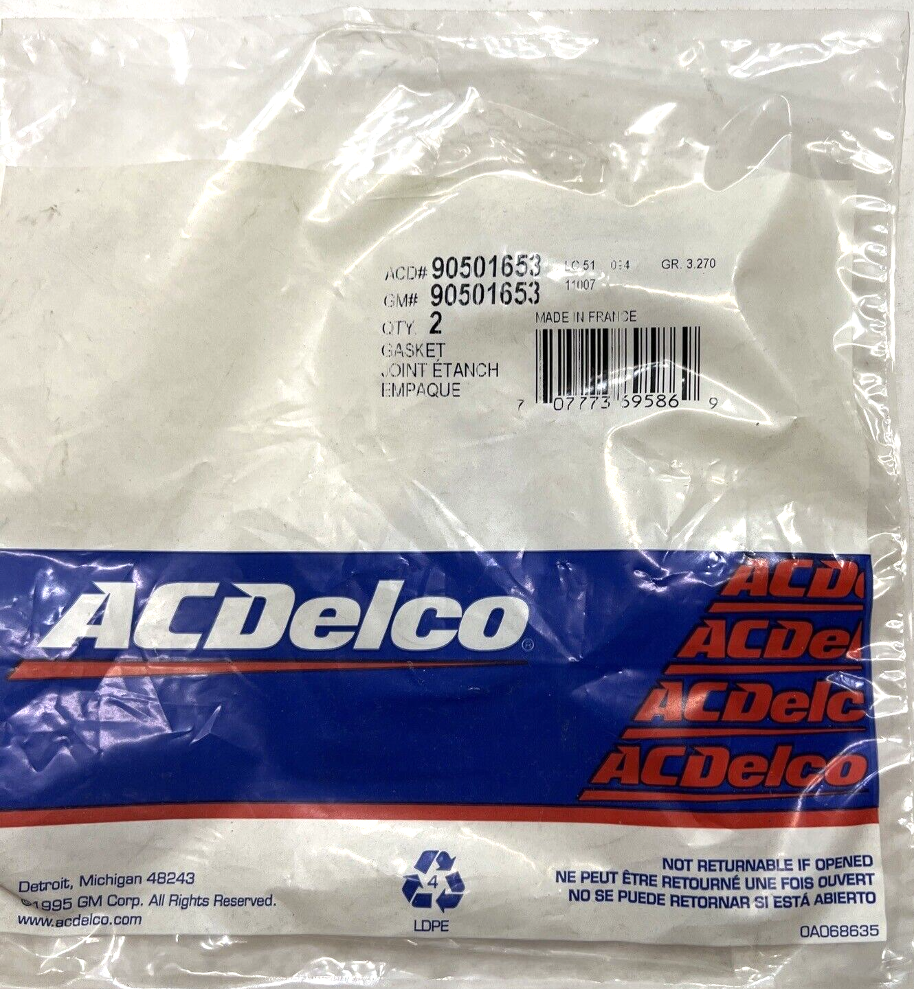 Genuine OEM GM ACDelco Catera Engine Intake Manifold Gasket 1997-2004 90501653