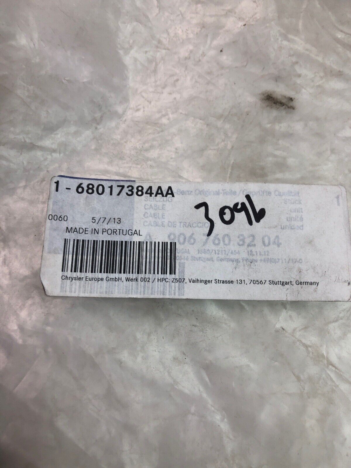 New OEM Dodge Sprinter 2500 Cable New 2007-2009  68017384AA