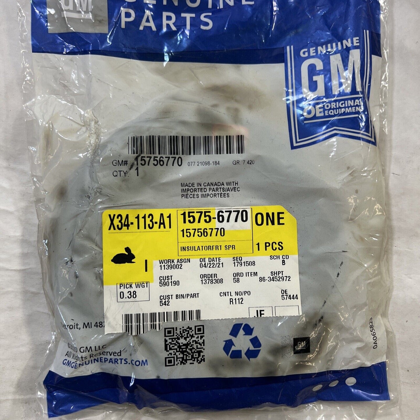 Genuine OEM GM Chevrolet Front Suspension-Coil Spring Insulator 99-24 15756770