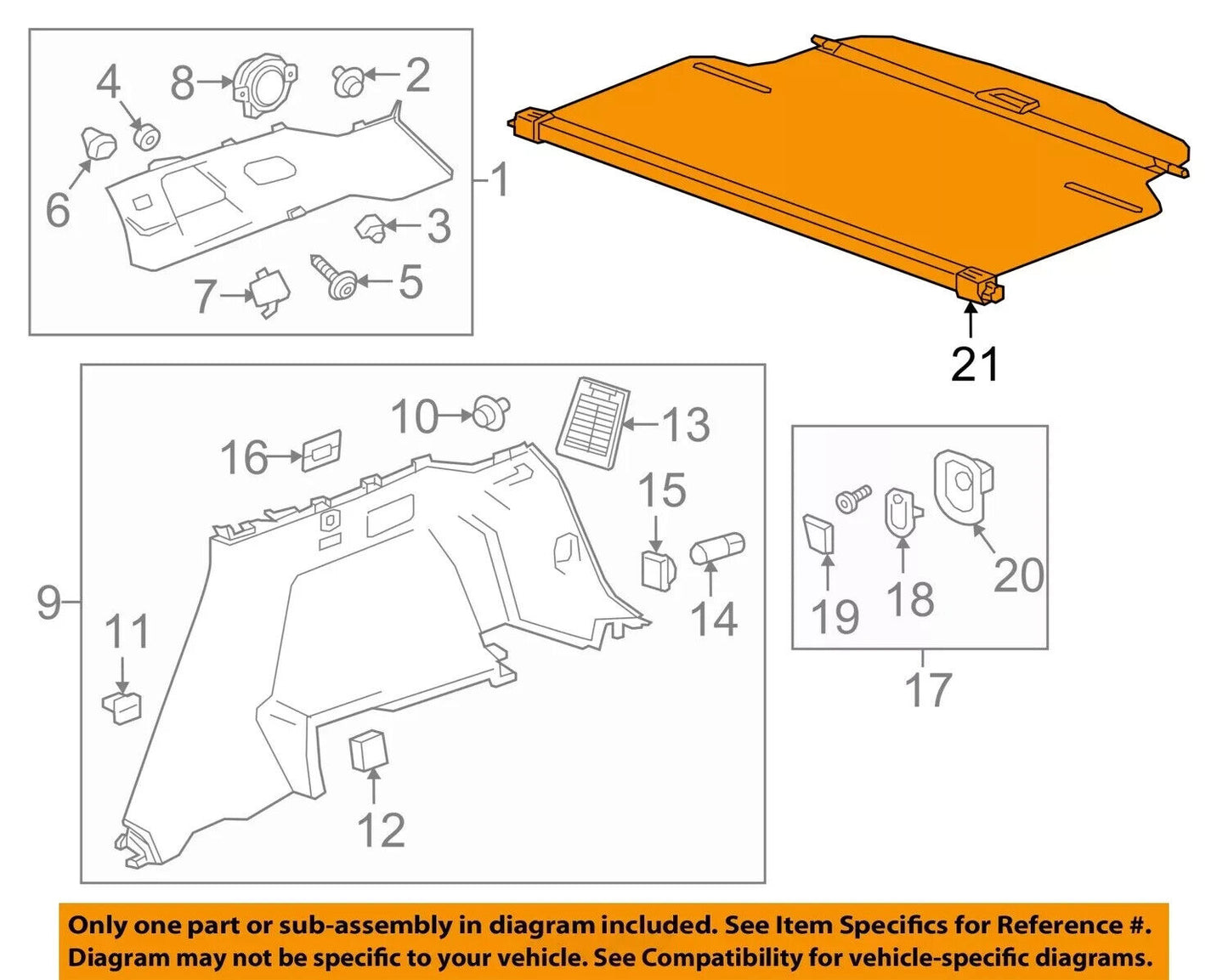 Genuine OEM GM Cadillac XT5 Rear Shade 2017-2021 "Titanium" 84022367