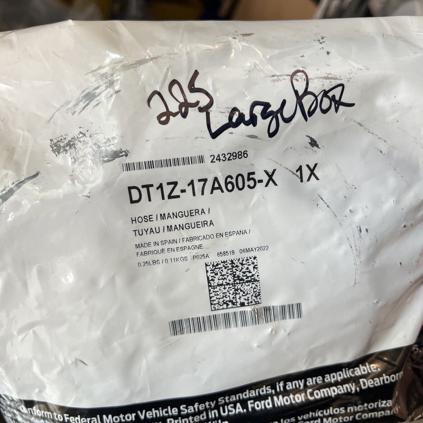 Genuine OEM Ford Transit Connect Washer Hose 2014-2023 DT1Z17A605X