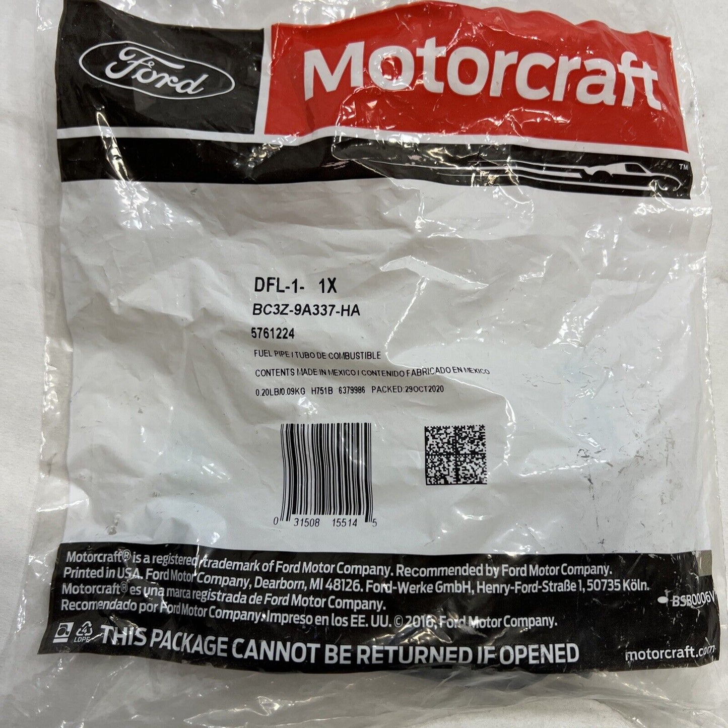 New OEM Genuine Ford Pipe Fuel Motorcraft DFL1