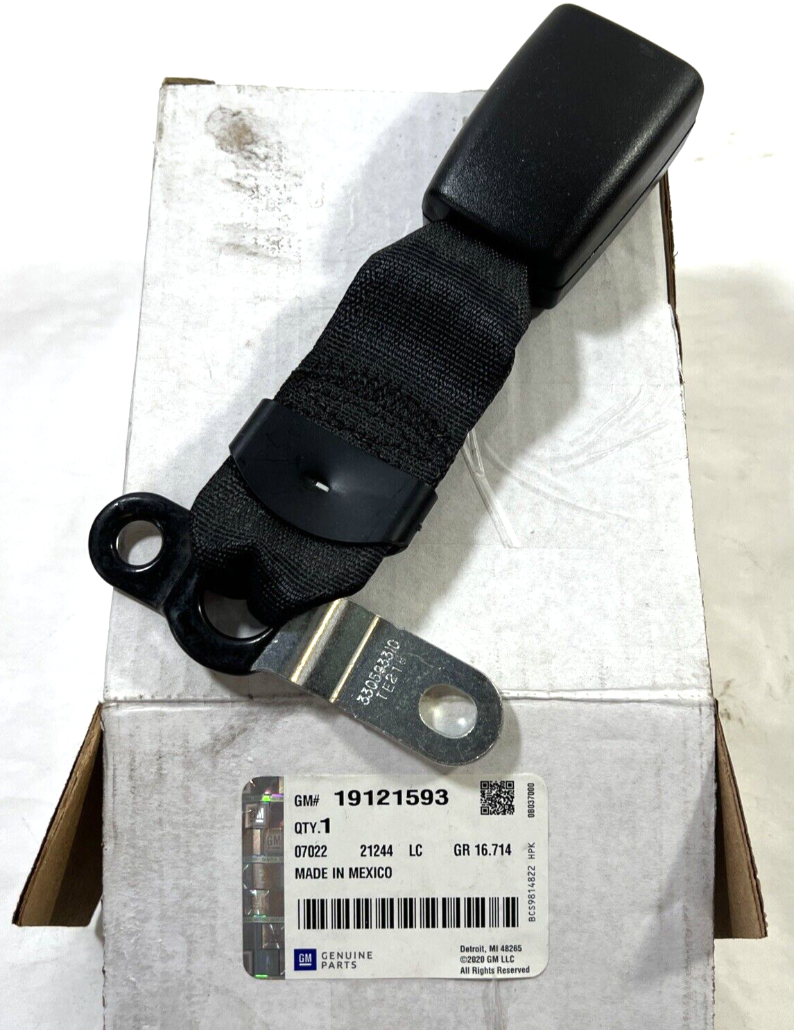 Genuine OEM GM Tahoe Ebony Rear Right Side Seat Belt with Buckle 07-14 19121593