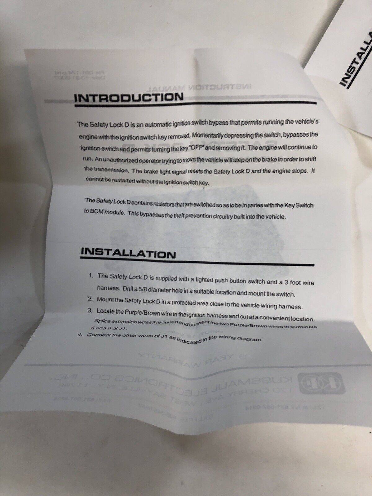 Kussmaul Automatic Ignition Safety Lock Kussmaul 12 Volt 091-174-1