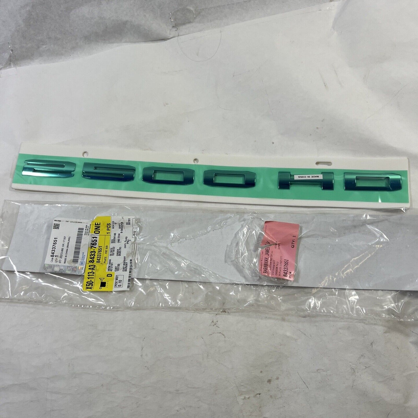 Genuine OEM GM Sierra 2500 HD Outside Door Name Plate 2020-2023 84337651