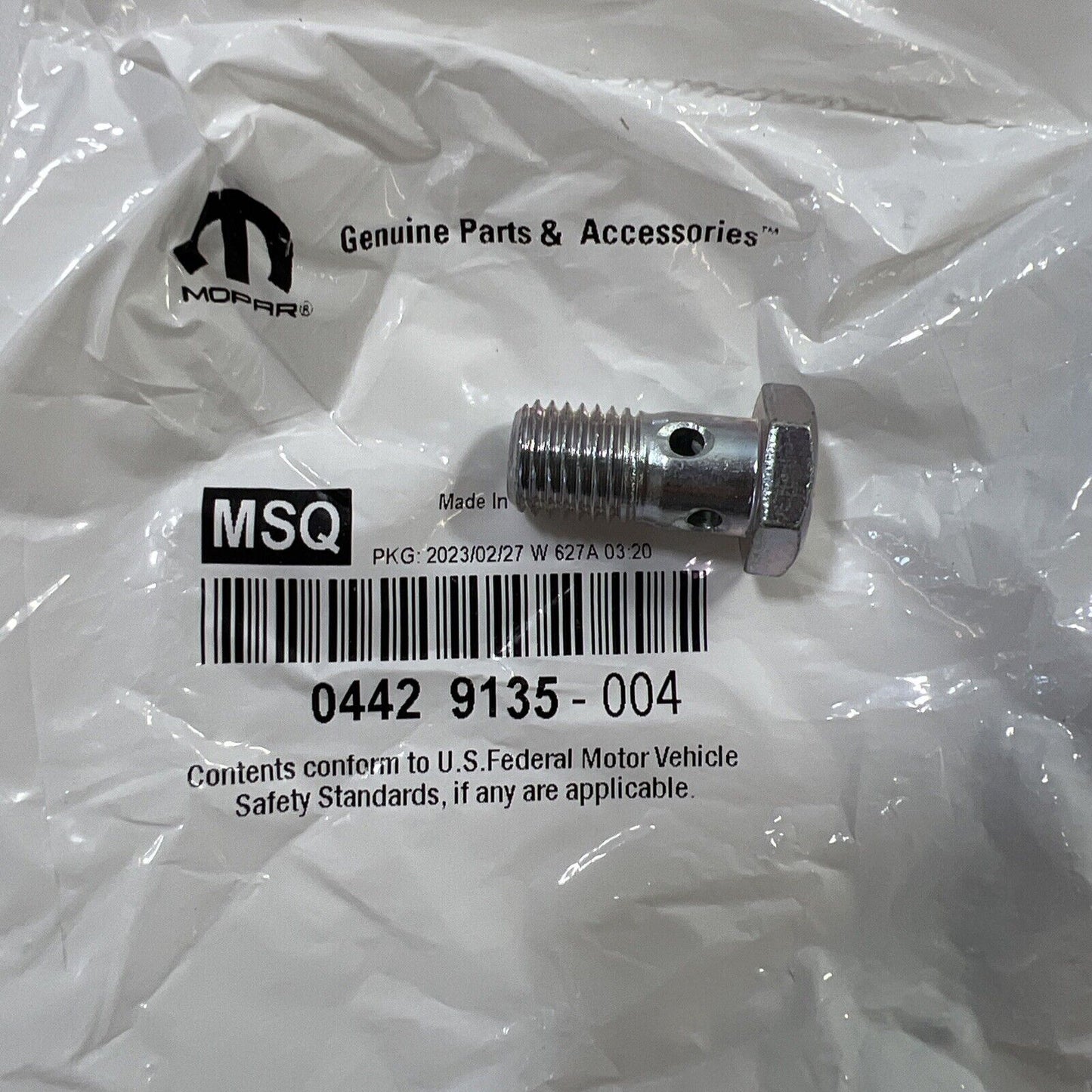 1 Single* Genuine OEM Mopar Fuel Line Banjo Bolt Screw 4429135