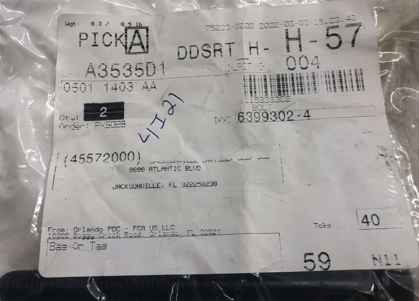 Mopar 5011403AA Engine Cylinder Head Bolt-Base