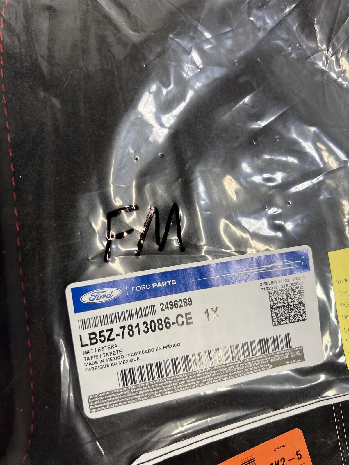 New OEM Genuine Ford 3.0L ST Front Rubber Mat Floor LB5Z7813086CE