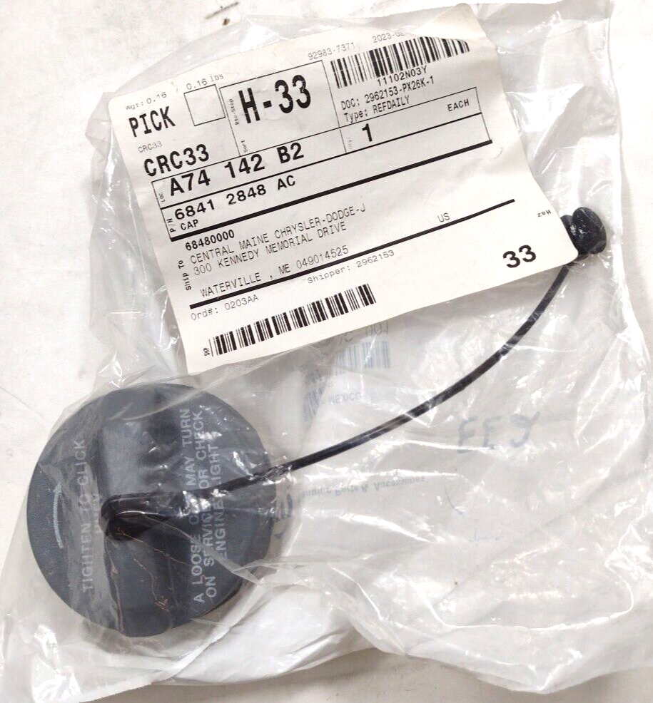 Genuine OEM Mopar Jeep Wrangler Gas Cap 2021-2023 68412848AC