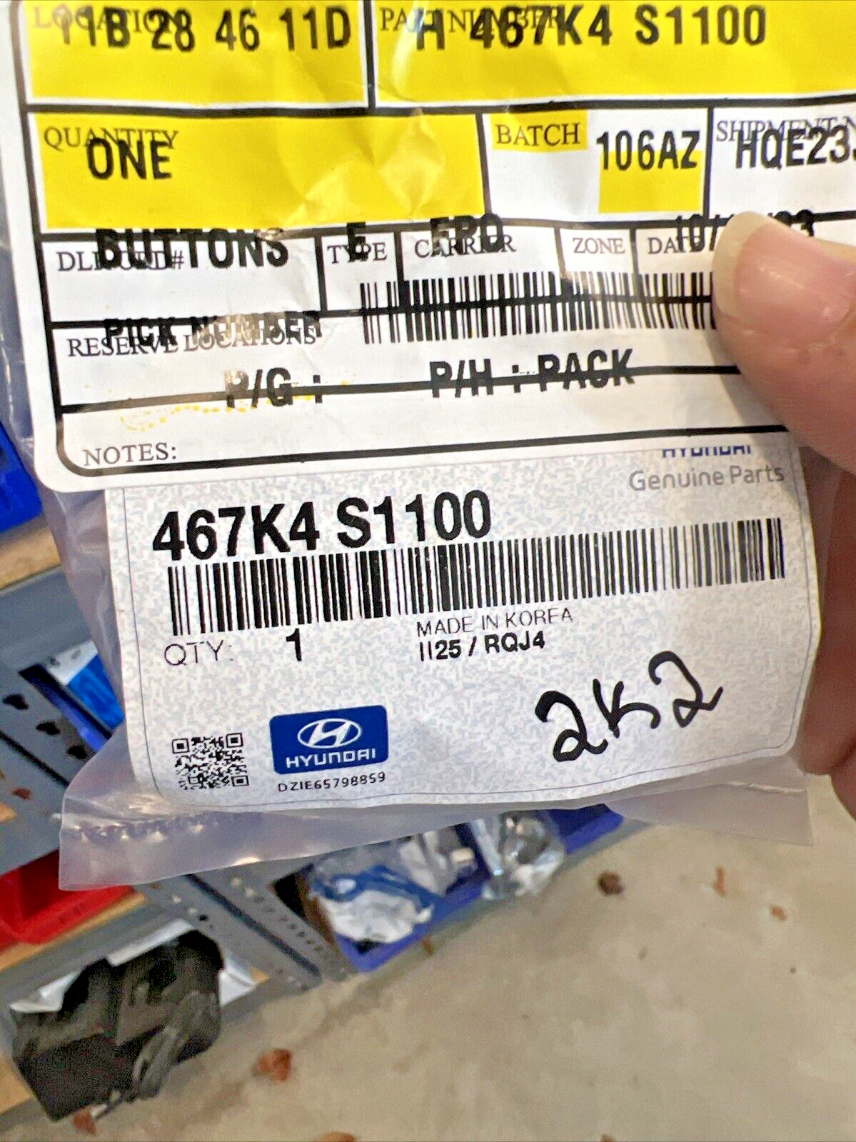 NEW Genuine OEM Hyundai D Button 467K4S1100