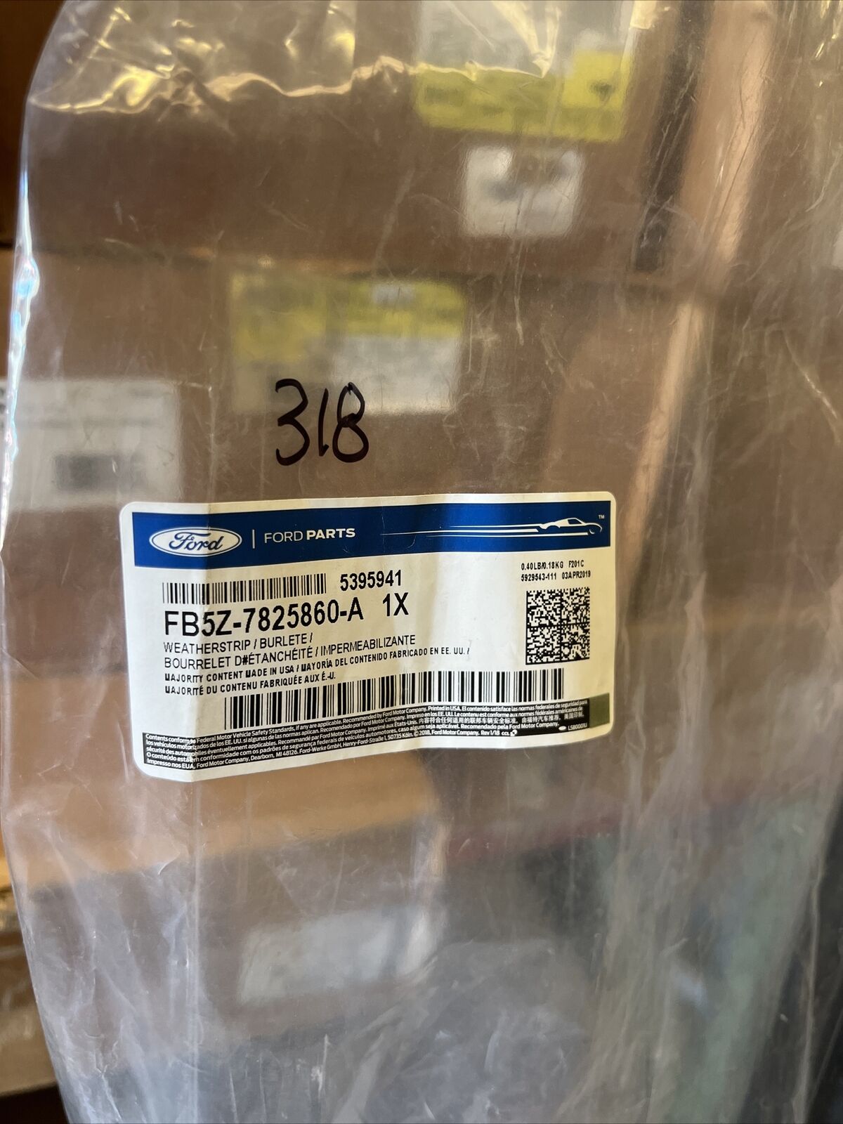 New OEM 16 - 19 Ford Explorer Rear Passenger Window Weatherstrip FB5Z-7825860-A