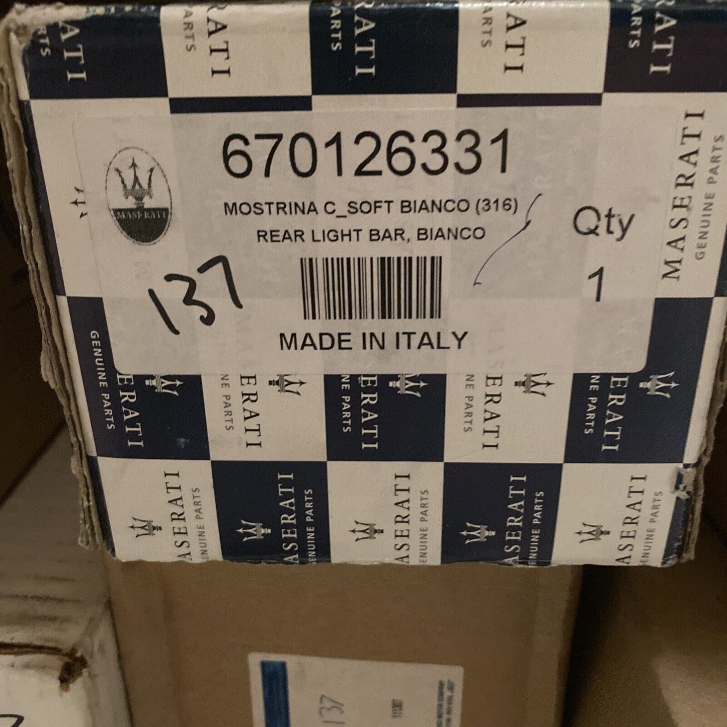 New OEM Maserati Ghibli Rear Trim Emblem Trunk Panel White 2017-2019 670126331