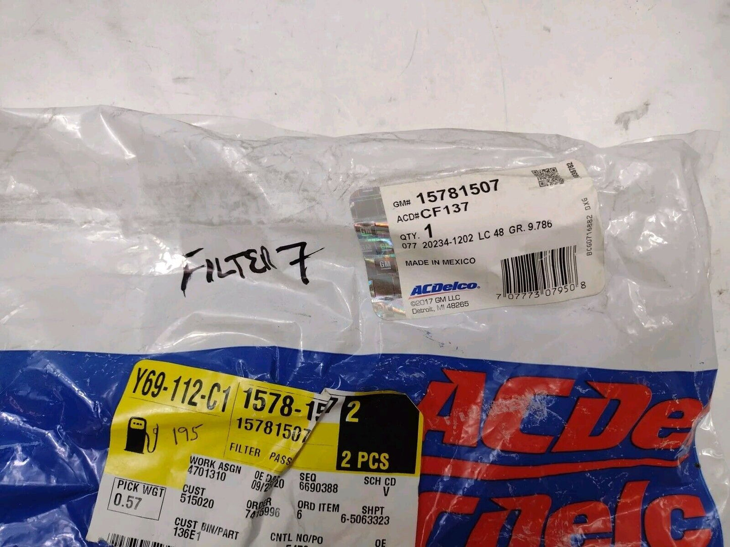 Genuine OEM GM Chevy Equinox Cabin Air Filter 2006-2009 15781507 ACDelco CF137