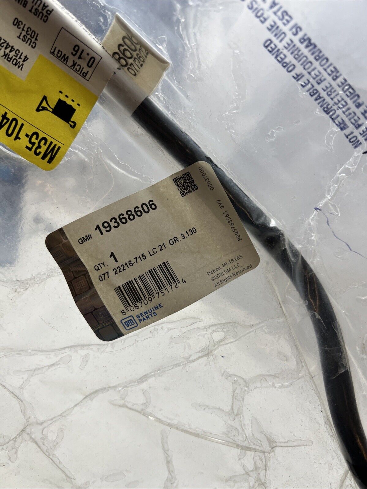 Genuine OEM GM Chevrolet Trailblazer Vapor Canister Purge Valve Hose 19368606